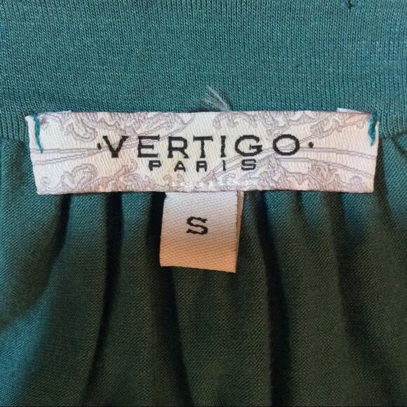VERTIGO TEAL TUNIC TOP W/ METAL WAIST MEDALLION S - Picture 3 of 6